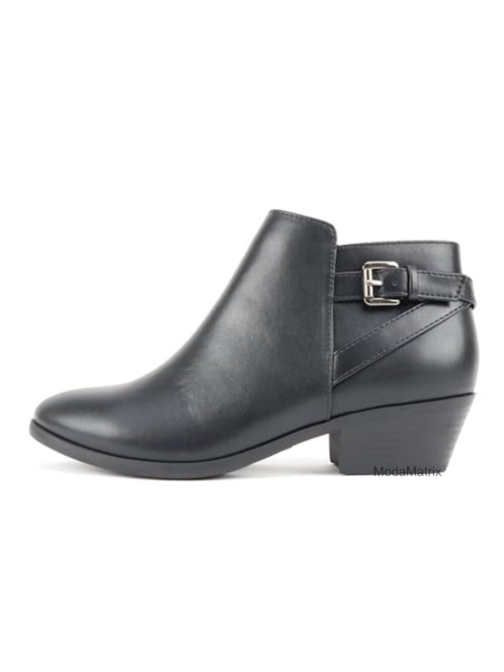 Faux Suede Western Ankle Bootie Stacked Block Heel Side Zip